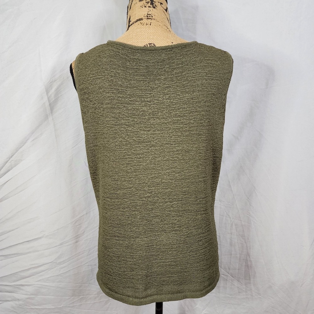 Vintage UNIFORM John Paul Richard Size XL Olive Sleeveless Palm Tree Sweater EUC - Picture 5 of 11